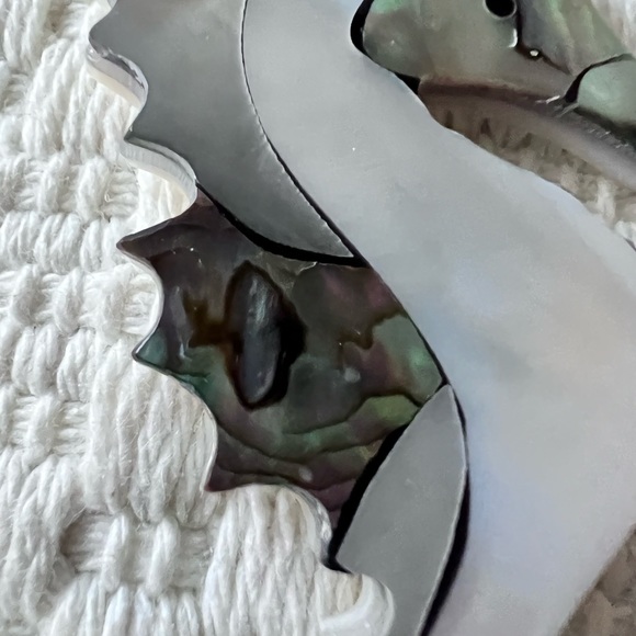 Seahorse Abalone & mother of Pearl Pendent Sterling Bale - Picture 3 of 7